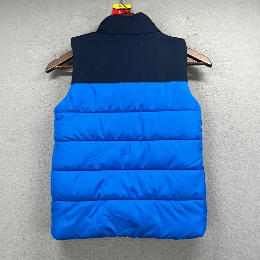 Puma Puffer Vest Kids S 7/8 Blue Navy Quilted Full Zip Sporty Outdoor Gorpcore